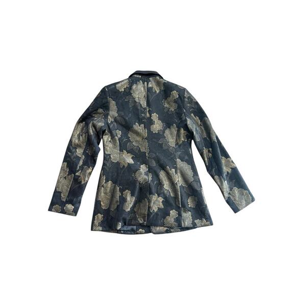 Avec Les Filles Women's Black Copper Floral Jacquard Tuxedo Blazer Jacket Medium - Picture 6 of 7